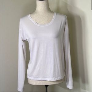 Athleta Essence Open/Twist Back Top White S EUC
